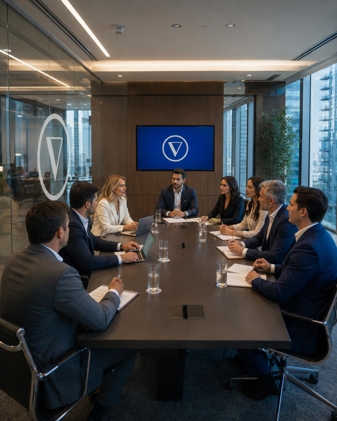 Reunião estratégica no escritório Vanlue Capital